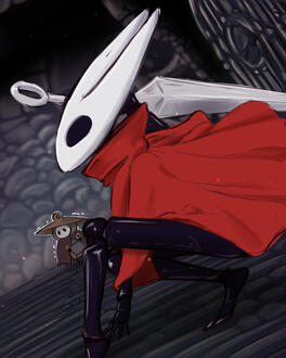 Silksong's Hornet protecting Sherma